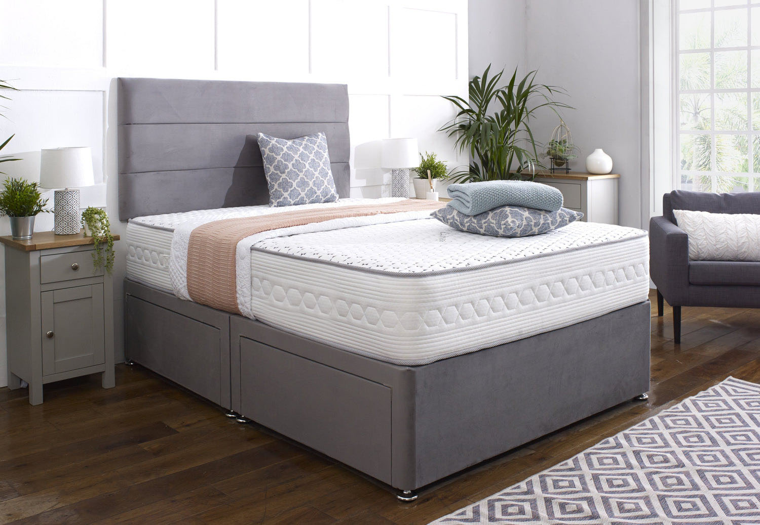 Panel Horizontal Divan Bed UK - Side view of premium divan from Newcastle Beds UK