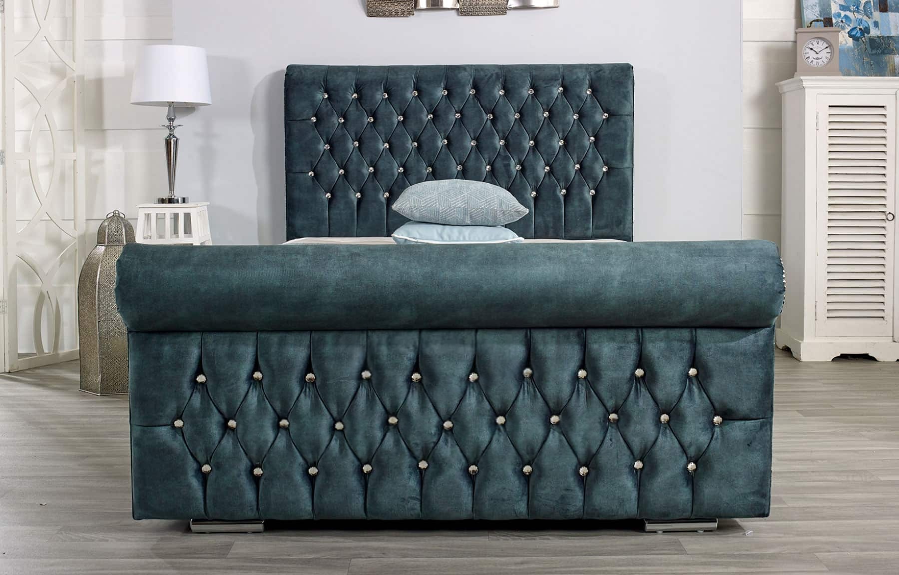 Sleigh Diamonds Headboard Bed UK