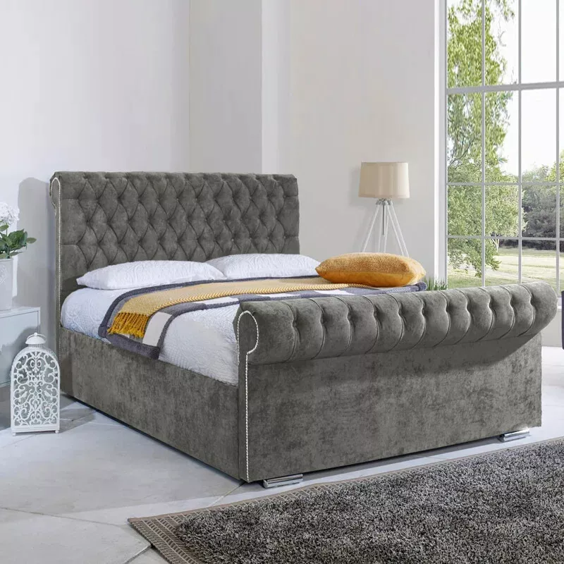 Grey Sleigh Bed